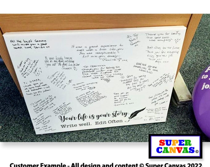 New Job Sorry your Leaving Good Luck Personalised Farewell Handmade Work Colleague Boss Signing Board Framed A4 A3 Canvas Print Gift