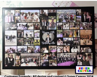 Happy Birthday Any Age Personalised Sister Mum Dad Brother Wife Husband Friend Birthday Party Photo Display Board Framed Canvas Print Gift