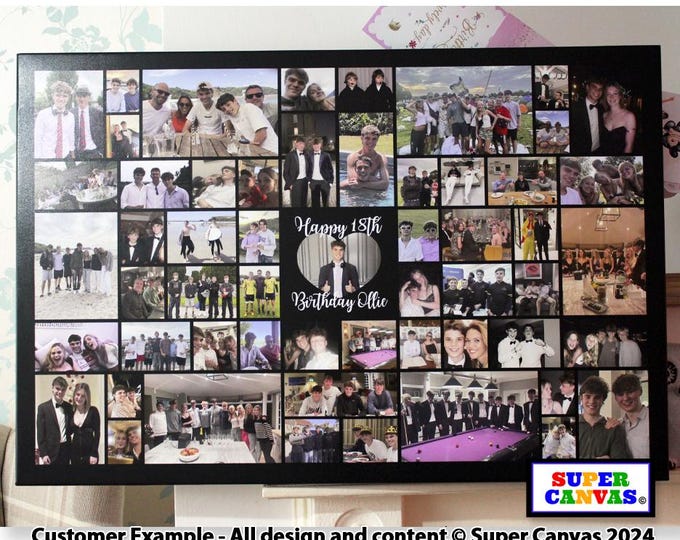 Happy Birthday Any Age Personalised Sister Mum Dad Brother Wife Husband Friend Birthday Party Photo Display Board Framed Canvas Print Gift