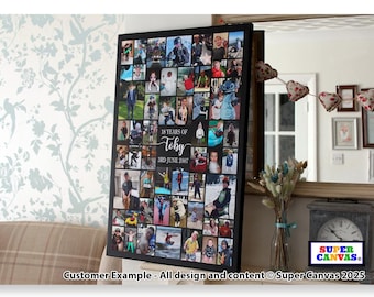 Happy Birthday Friend Son Daughter Sister Brother Husband Wife 56 Picture Photo Collage Frame Party Display Board Framed Canvas Print Gift