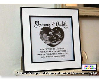 Baby Ultrasound Pregnancy Baby Scan Personalised Photo Picture Framed Print for New Parent Daddy Mummy Mum to be Baby Shower Card Gift