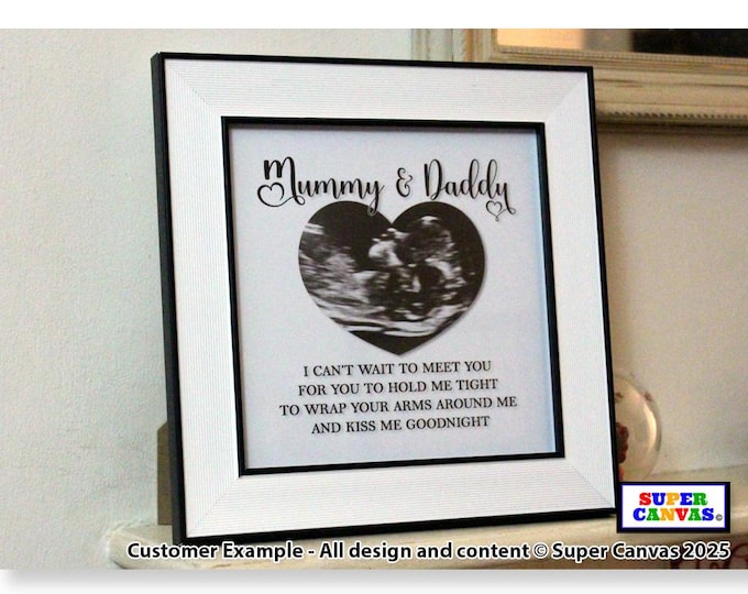 Baby Ultrasound Pregnancy Baby Scan Personalised Photo Picture Framed Print for New Parent Daddy Mummy Mum to be Baby Shower Card Gift