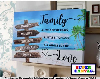 Family Street Sign Post Custom Personalised Family Names Signpost Picture Wall Art Framed Canvas Print Mum Dad Friend Wife Birthday Gift
