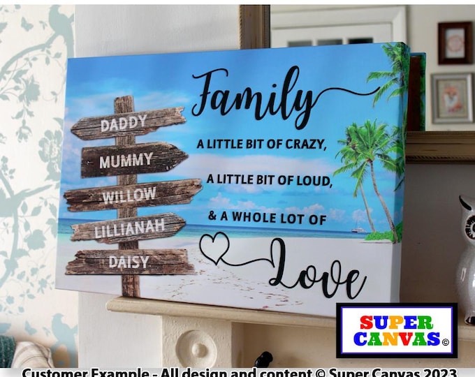 Family Street Sign Post Custom Personalised Family Names Signpost Picture Wall Art Framed Canvas Print Mum Dad Friend Wife Birthday Gift