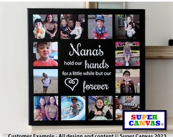 Nannie Grandma Nana Personalised 12 Picture Photo Collage Framed Canvas Photo Print Handmade Birthday Gift for Grandparent from Grandchild