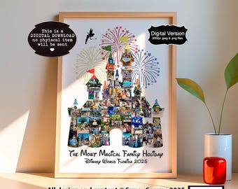 Disneyland Paris Florida Holiday Castle Shape Picture Photo Display Collage Printable Wall Art Digital Download for you to Print at Home