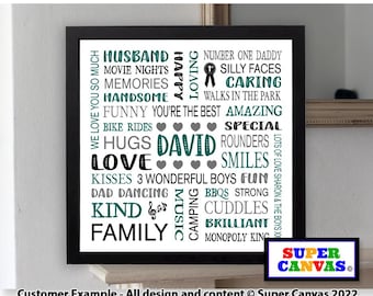 Dad Grandad Brother Son Husband Friend Customised Word Art Typography Framed Print Unique Handmade Thank you Christmas Birthday Gift for him
