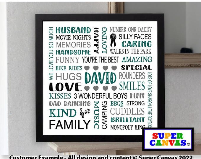 Dad Grandad Brother Son Husband Customised Word Art Typography Framed Print Unique Handmade Thank you Graduation Birthday Gift for him