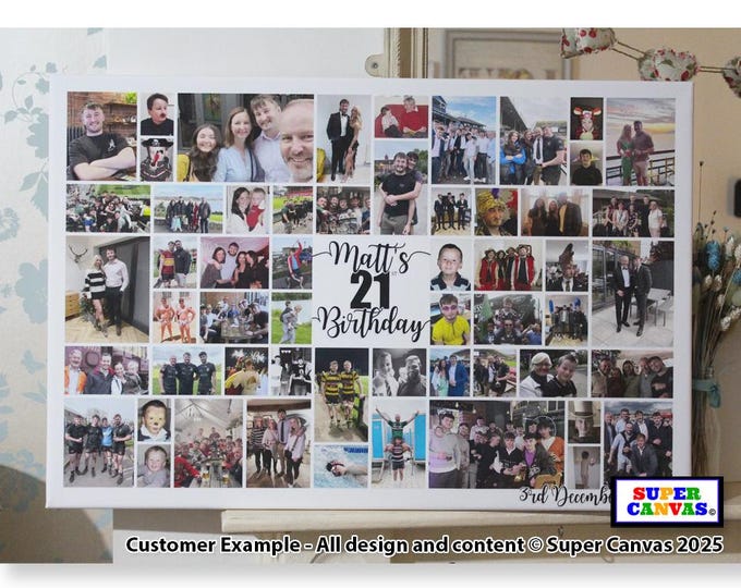 21st Birthday Brother Sister Son Daughter Friend Personalised Custom 21st Photo Picture Collage Party Display Board Framed Canvas Print Gift