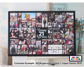 Happy 21st Birthday Son Daughter Girlfriend Boyfriend Friend Custom Photo Picture Collage Party Display Board Framed Canvas Print 21st Gift