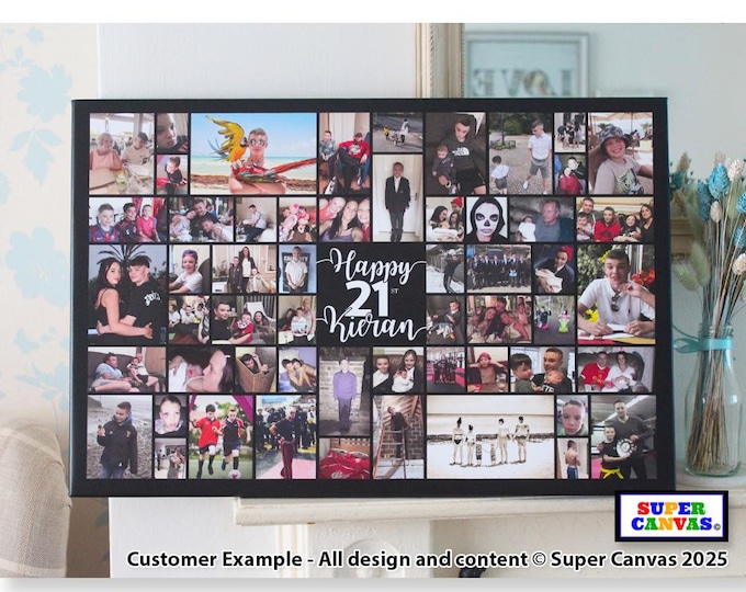 Happy 21st Birthday Son Daughter Girlfriend Boyfriend Friend Custom Photo Picture Collage Party Display Board Framed Canvas Print 21st Gift