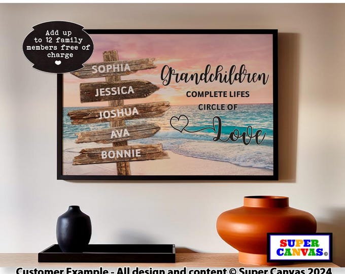 Grandparents Street Sign Post Custom Personalised with Grandchildren Family Names Picture Wall Art Poster Print Nana Grandad Birthday Gift
