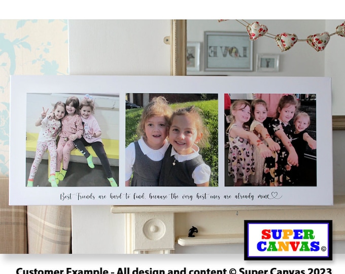 3 Photo Picture Family Quote Holiday Pet Wedding Birthday Couple Baby Friend Photo Collage Display Board Wall Art Framed Canvas Print Gift