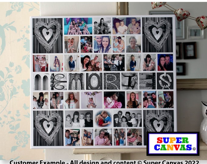 Family Memories Personalised Photo Picture Collage Wall Art Framed Canvas Print Dad Mum Wife Husband Friend Unique Wedding Birthday Gift