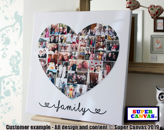 Heart Shape Picture Photo Collage Wedding Family Baby Travel Holiday Photo Wall Art Framed Canvas Photo Print Unique Birthday Christmas Gift