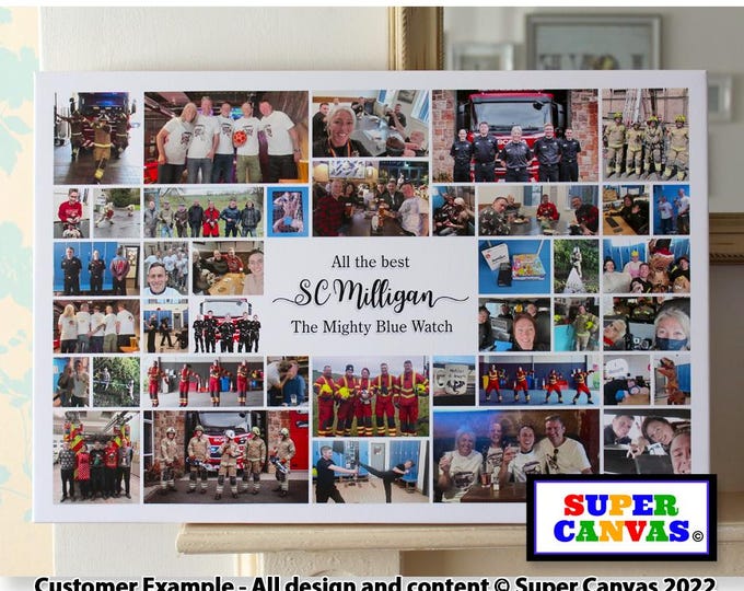40 Photo Picture Collage Display Board Family Wedding Birthday Holiday Personalised with Your Own Wording Wall Art Framed Canvas Print Gift