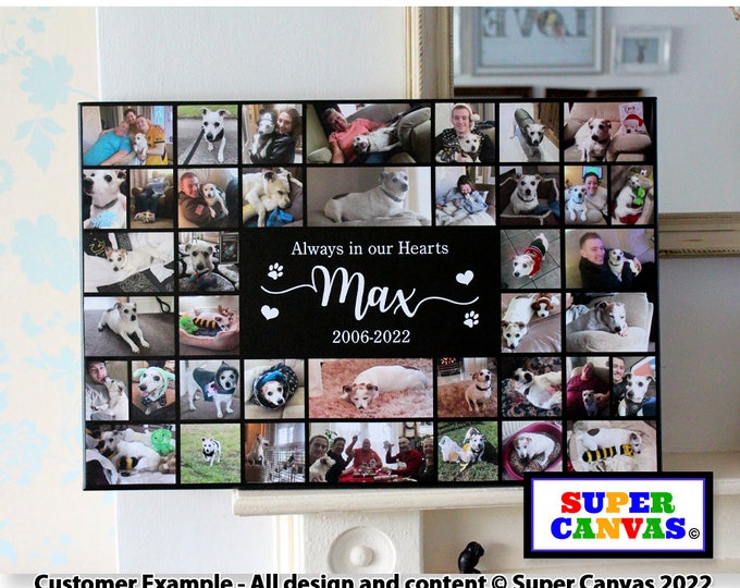 Dog Cat Pet Portrait Personalised Framed Photo Picture Collage Family Pet Memorial Wall Art Canvas Print Handmade Dog Cat Pet Birthday Gift