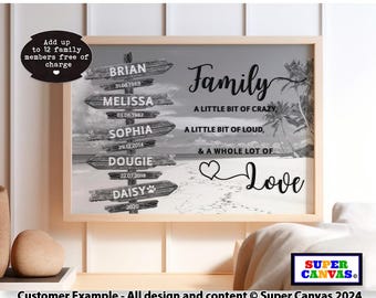 Family Sign Post Personalised Family Names Portrait Street Sign Post Beach Picture Wall Art Poster Print Birthday Wedding Anniversary Gift