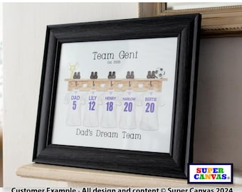 Handmade Football Personalised Family Football Team Custom Shirts Picture Wall Art Framed Print Grandparents Parents Friend Birthday Gift