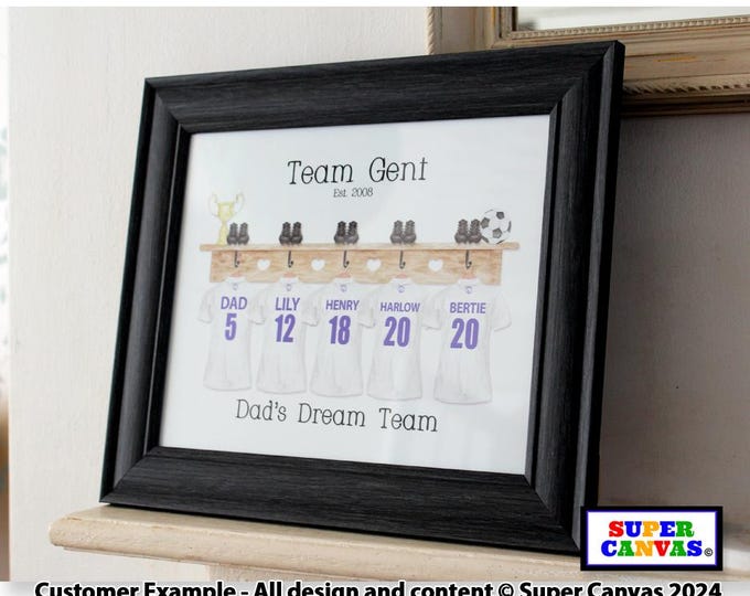 Handmade Football Personalised Family Football Team Custom Shirts Picture Wall Art Framed Print Grandparents Parents Friend Birthday Gift