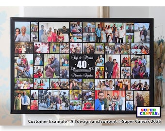 40th Ruby Wedding Anniversary 56 Picture Photo Collage Party Display Board Framed Canvas Print Wife Husband Parents Friend Grandparents Gift