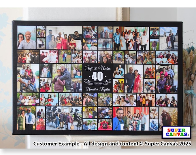 40th Ruby Wedding Anniversary 56 Picture Photo Collage Party Display Board Framed Canvas Print Wife Husband Parents Friend Grandparents Gift