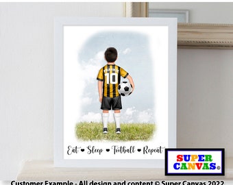 Teen Son Grandson Nephew Brother Friend Footballer Personalised Custom Football Theme Handmade Picture Wall Art Framed Print Birthday Gift