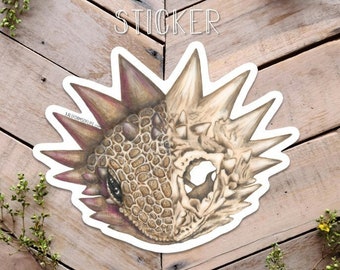 Horned Lizard Sticker, Lizard skull art, horny toad sticker, regal horned lizard sticker, Phrynosoma solare art, lizard love sticker