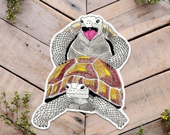 Tortoise Time Sticker, Funny Turtle Sex, Sexy Tortoise Art, Getting it on, Turtle Sex, Funny Sticker, Vinyl Turtle sticker, goofy turtle art