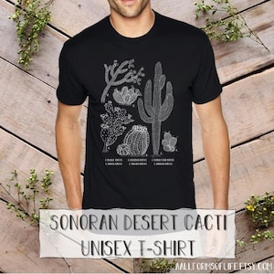 Unisex Sonora Wüstenkakteen Tri-Blend Crew Tee, bequemes und vielseitiges T-Shirt, Saguaro-Shirt, Unisex-Wüstenhemd, Kaktus-T-Shirt Kunst