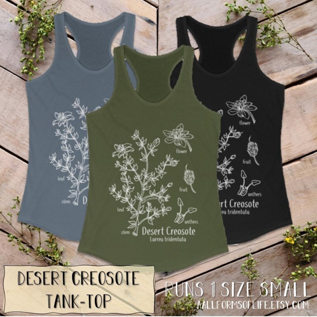 Desert Tank, Kunst Österreich Busch Racerback Kreosot Platte Creosot Wüstenthema - Tridentata wissenschaftliche Shirt, Illustration botanische Etsy Shirt, Larrea