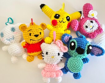 Mini Crochet Character Keychains, Plushies, Backpack Accessories, Handmade Gifts
