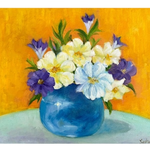Original Oil Painting &quot;Small Flower Bouquet&quot; Still Life 11x14 inches. Collectible/Fine Art/Original Painting/Gift/Wall Art/Hand Painted