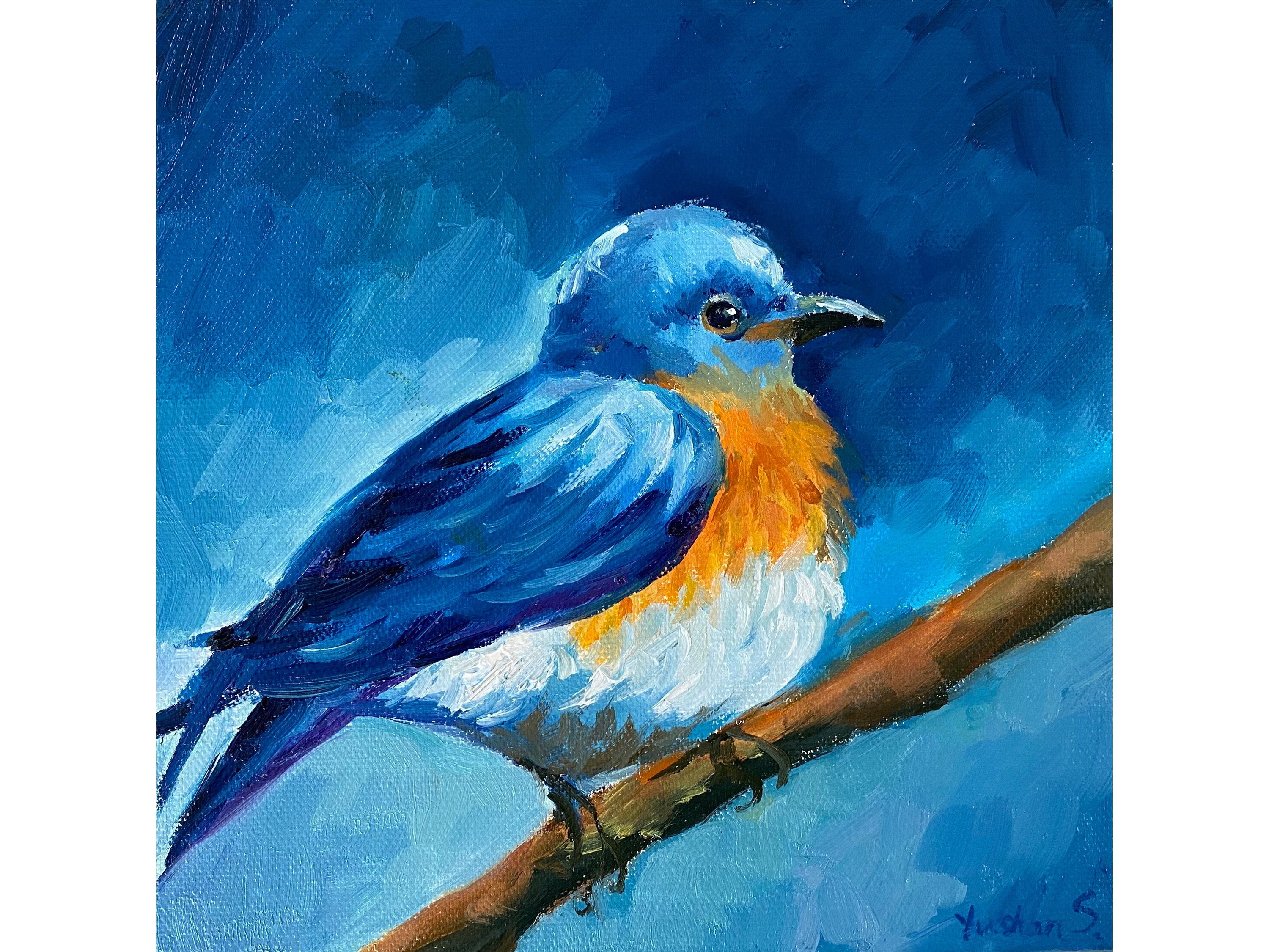 【F4号】good blue(spelling) 油絵 oil painting William G Muller Original Oil Painting On Board Cityscape