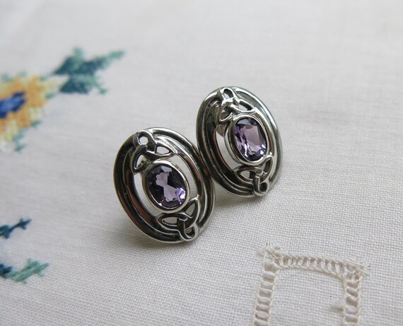 Amethyst and Silver Stud Earrings Celtic Triquetra Kit Heath UK