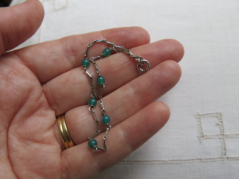 bracelet and earrings set Silver and green chalcedony necklace