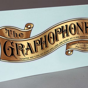 Precut COLUMBIA GRAPHOPHONE BANNER gramophone, phonograph Water slide Decal