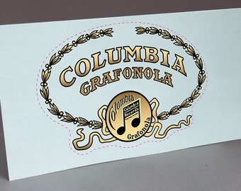 Precut Big COLUMBIA GRAFONOLA Phonograph, gramophone Water slide Decal