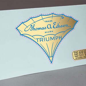 Precut 2 EDISON TRIUMPH & PATENT for Phonograph Horn Water slide decal