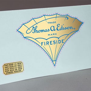 Precut 2 EDISON FIRESIDE & PATENT for Phonograph Horn Water slide decal