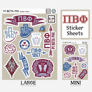 Pi Beta Phi Sticker Sheets | Top Quality Vinyl | Choice of Sheet Sizes | Large or Mini | Durable & Weatherproof