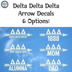 Delta Delta Delta Arrow Decals | 6 Design Options