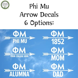 Phi Mu Arrow Decals | 6 Design Options