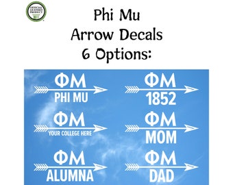 Phi Mu Arrow Decals | 6 Design Options