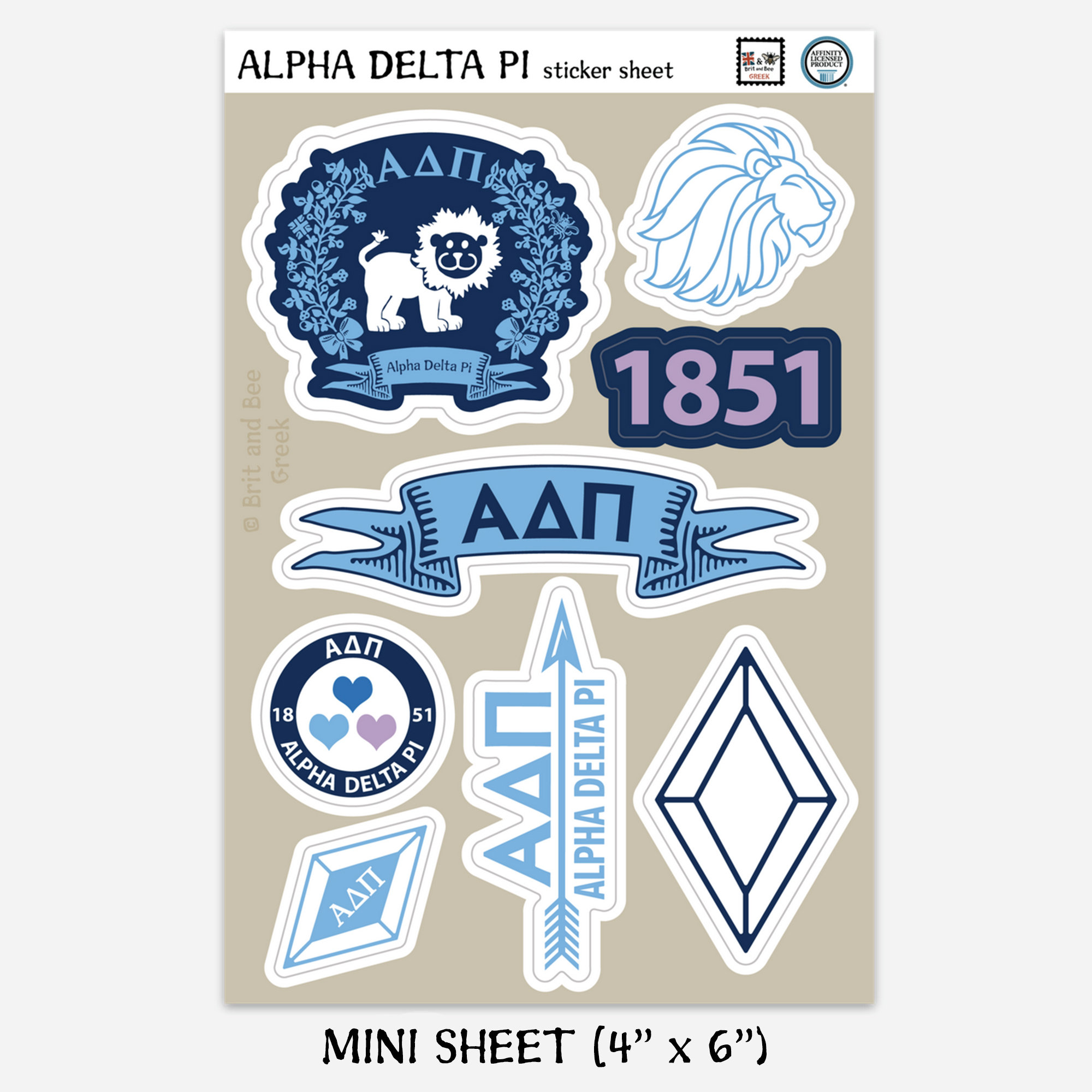 Alpha Delta Pi Sticker Sheets | Top Quality Vinyl | Choice of Sheet ...