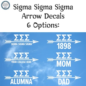 Sigma Sigma Sigma Arrow Decals | 6 Design Options