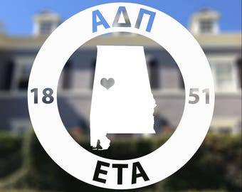 Alpha Delta Pi Sorority Decal |State & Chapter Marked with a Heart