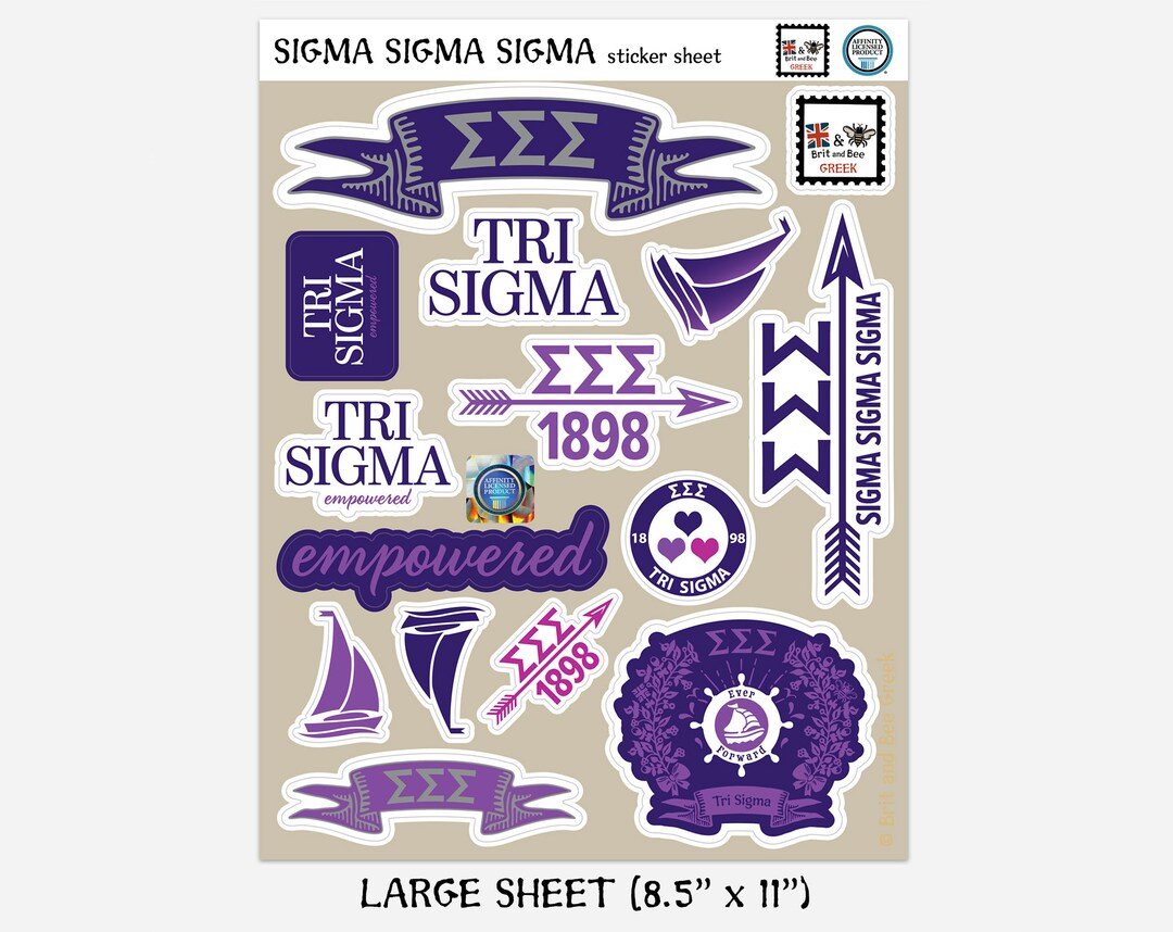 Sigma Sigma Sigma Sticker Sheet Top Quality Vinyl Durable Etsy