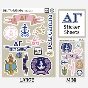 Delta Gamma Sticker Sheets | Top Quality Vinyl | Choice of Sheet Sizes | Large or Mini | Durable & Weatherproof
