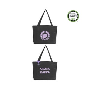 Sigma Kappa Sorority Tote Bag | Chapter Print & Personalized Internal Quote